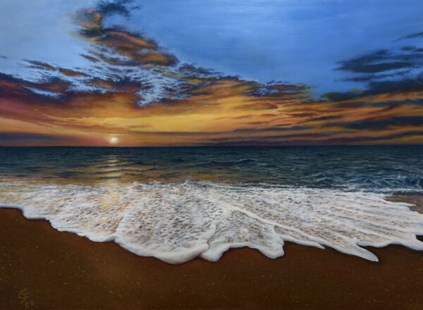 Atardecer en la Playa, obra de Gilberto Farías
